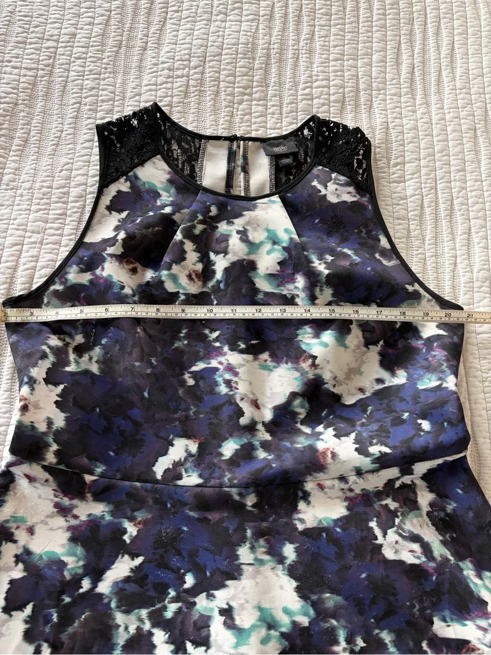 Mossimo Supply Co. Navy, White and Teal Floral Fit & Flare Mini Dress